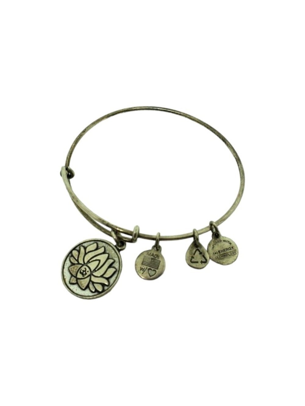 Alex and Ani Lotus Flower Bracelet Rafaelian Silver Bangle 2015 Jewelry Charm - Picture 2 of 7